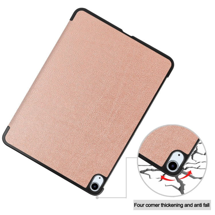 For iPad Air 11 2024 Custer Pure Color 3-Fold Holder Smart Leather Tablet Case(Rose Gold) - iPad Air 11 2024 Cases by PMC Jewellery | Online Shopping South Africa | PMC Jewellery | Buy Now Pay Later Mobicred