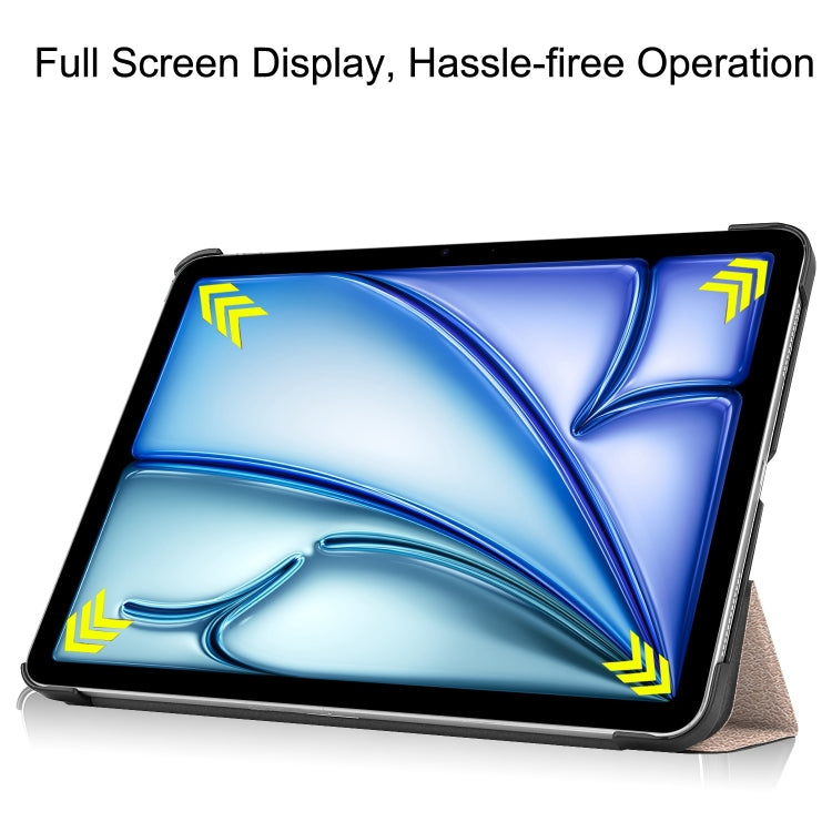 For iPad Air 11 2025 / 2024 Custer Pure Color 3-Fold Holder Smart Leather Tablet Case(Gold) - iPad Air 11 2025 / 2024 Cases by PMC TechLife | Online Shopping South Africa | PMC TechLife | Buy Now Pay Later Mobicred