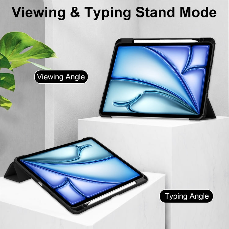 For iPad Air 13 2024 Pure Color 3-fold Clear TPU Smart Leather Tablet Case(Black) - iPad Air 13 2024 Cases by PMC TechLife | Online Shopping South Africa | PMC TechLife | Buy Now Pay Later Mobicred