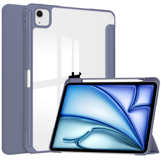 For iPad Air 13 2024 Pure Color 3-fold Clear TPU Smart Leather Tablet Case(Lavender) - iPad Air 13 2024 Cases by PMC Jewellery | Online Shopping South Africa | PMC Jewellery | Buy Now Pay Later Mobicred