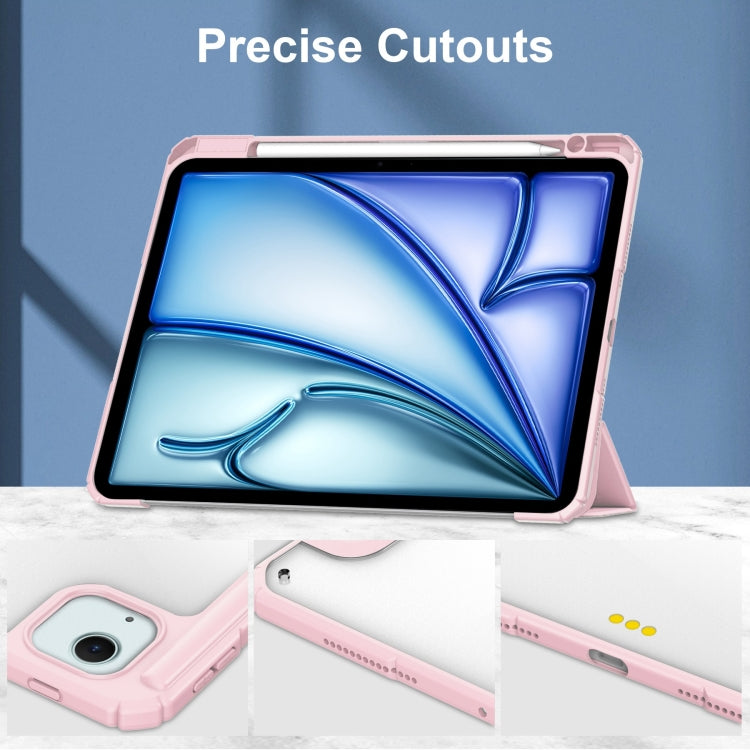 For iPad Air 13 2024 Pure Color 3-fold Clear TPU Smart Leather Tablet Case(Pink) - iPad Air 13 2024 Cases by PMC Jewellery | Online Shopping South Africa | PMC Jewellery | Buy Now Pay Later Mobicred