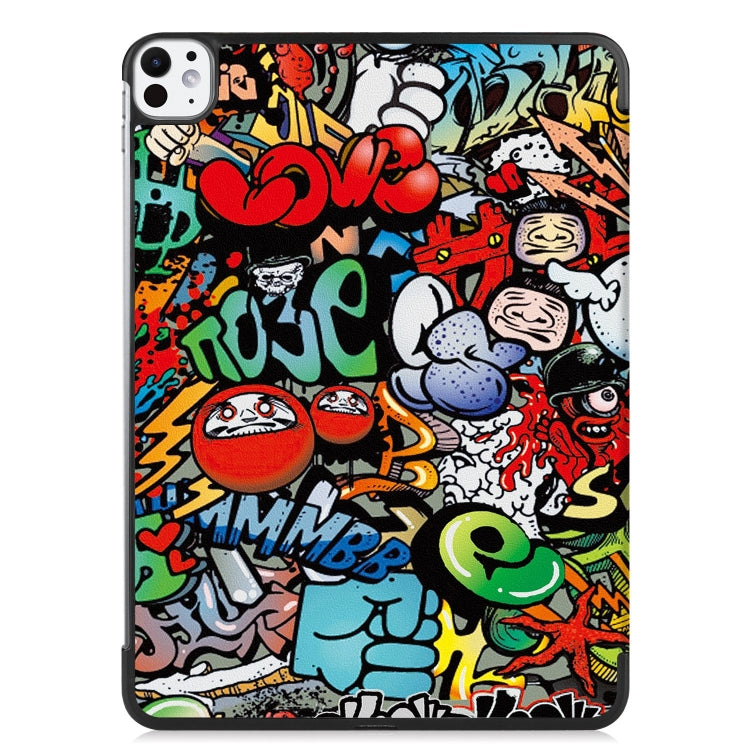 For iPad Pro 11 2024 Custer Painted 3-Fold Holder Smart Leather Tablet Case(Graffiti) - iPad Pro 11 2024 Cases by PMC TechLife | Online Shopping South Africa | PMC TechLife | Buy Now Pay Later Mobicred