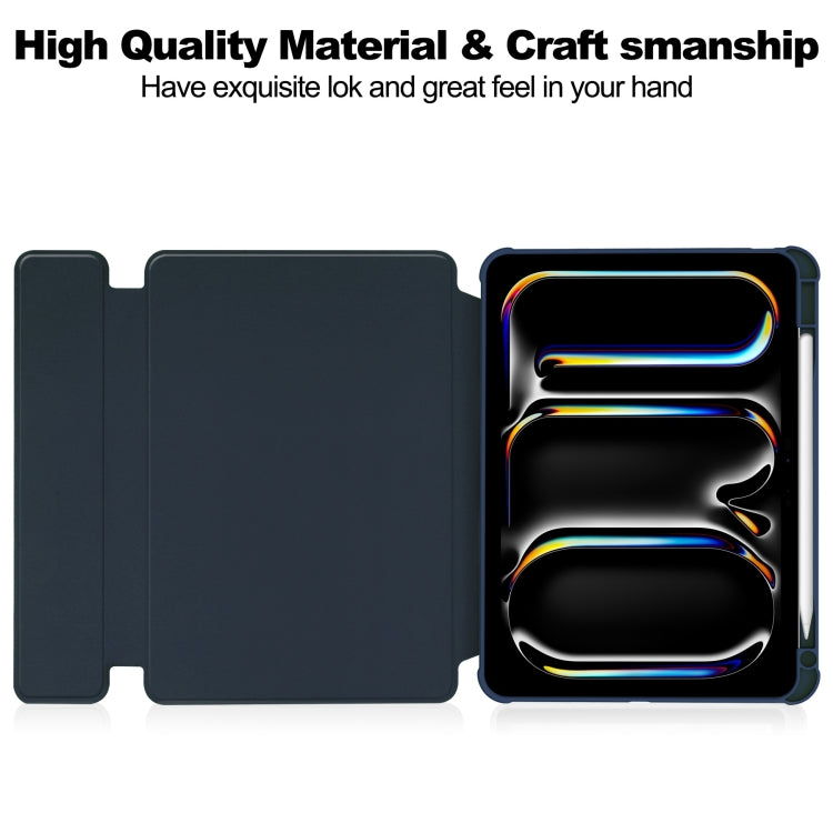 For iPad Pro 11 2024 Transparent Rotation Smart Leather Tablet Case with Keyboard(Dark Blue) - iPad Pro 11 2024 Cases by PMC TechLife | Online Shopping South Africa | PMC TechLife | Buy Now Pay Later Mobicred