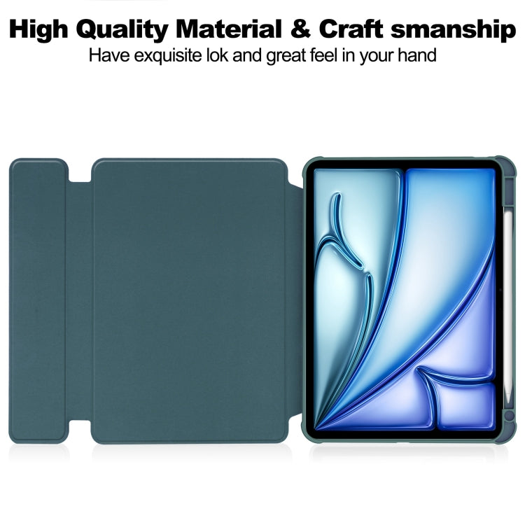 For iPad Air 13 2024 Transparent Rotation Smart Leather Tablet Case with Keyboard(Dark Green) - iPad Air 13 2024 Cases by PMC TechLife | Online Shopping South Africa | PMC TechLife | Buy Now Pay Later Mobicred