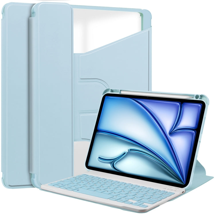 For iPad Air 11 2025 / 2024 Transparent Rotation Smart Leather Tablet Case with Keyboard(Sky Blue) - iPad Air 11 2025 / 2024 Cases by PMC Jewellery | Online Shopping South Africa | PMC Jewellery | Buy Now Pay Later Mobicred