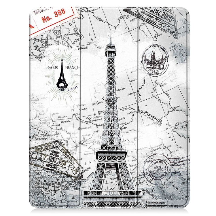 For iPad Air 13 2024 / 2025 Custer Painted 3-Fold Holder Smart Leather Tablet Case with Pen Tray(Eiffel Tower) - free shipping - PMC TechLife - Order now!