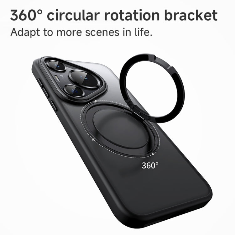 For Huawei Pura 70 Pro Frosted 360 Rotating Holder Magnetic Full Coverage Shockproof Phone Case(Transparent) - Huawei Cases by PMC Jewellery | Online Shopping South Africa | PMC Jewellery | Buy Now Pay Later Mobicred