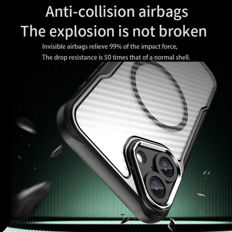 For iPhone 16 Carbon Fiber Texture MagSafe Translucent Phone Case(Black) - iPhone 16 Cases by PMC TechLife | Online Shopping South Africa | PMC TechLife | Buy Now Pay Later Mobicred