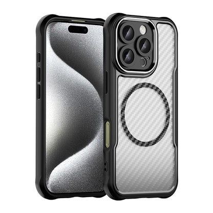 For iPhone 16 Pro Carbon Fiber Texture MagSafe Translucent Phone Case(Black) - iPhone 16 Pro Cases by PMC Jewellery | Online Shopping South Africa | PMC Jewellery | Buy Now Pay Later Mobicred