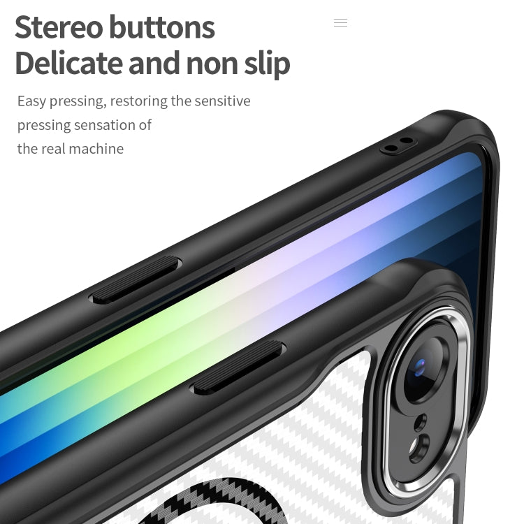 For iPhone 16e Carbon Fiber Texture MagSafe Translucent Phone Case(Black) - iPhone 16e Cases by PMC TechLife | Online Shopping South Africa | PMC TechLife | Buy Now Pay Later Mobicred