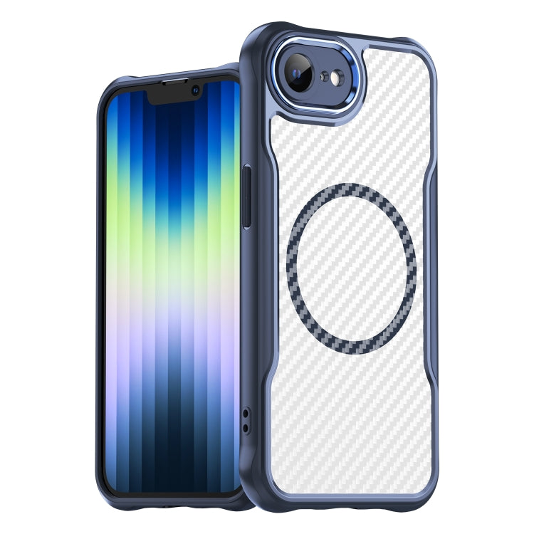 For iPhone 16e Carbon Fiber Texture MagSafe Translucent Phone Case(Blue) - free shipping - PMC TechLife - Order now!