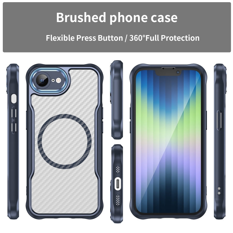 For iPhone 16e Carbon Fiber Texture MagSafe Translucent Phone Case(Blue) - free shipping - PMC TechLife - Order now!