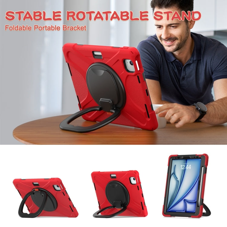 For iPad Air 11 2024 / Air 11 2025 Silicone Hybrid PC Tablet Case with Holder & Shoulder Strap(Red) - iPad Air 11 2025 / 2024 Cases by PMC Jewellery | Online Shopping South Africa | PMC Jewellery | Buy Now Pay Later Mobicred