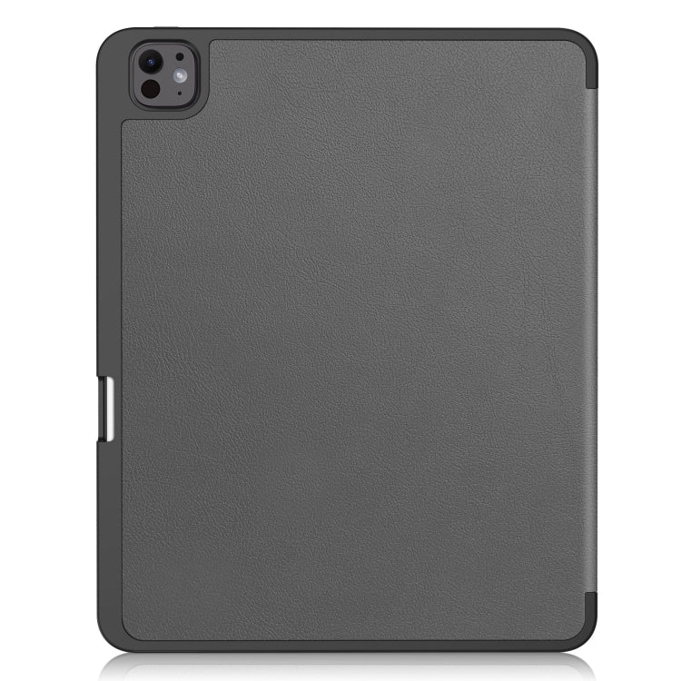 For iPad Pro 13 2024 Custer TPU Pure Color 3-Fold Holder Smart Leather Tablet Case with Pen Tray(Grey) - iPad Pro 13 2024 Cases by PMC Jewellery | Online Shopping South Africa | PMC Jewellery | Buy Now Pay Later Mobicred