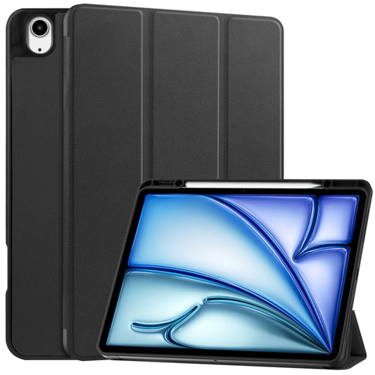 For iPad Air 13 2024 Custer TPU Pure Color 3-Fold Holder Smart Leather Tablet Case with Pen Tray(Black) - iPad Air 13 2024 Cases by PMC Jewellery | Online Shopping South Africa | PMC Jewellery | Buy Now Pay Later Mobicred