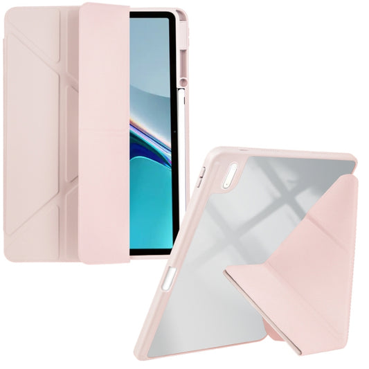 For Huawei MatePad 11 2021 / 2023 Clear Acrylic Deformation Leather Tablet Case(Pink) - Huawei by PMC Jewellery | Online Shopping South Africa | PMC Jewellery | Buy Now Pay Later Mobicred