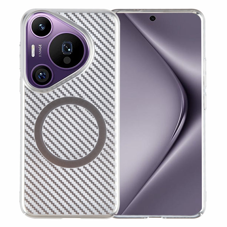 For Huawei Pura 70 6D Plated Carbon Fiber Clear Magsafe PC Phone Case(Starlight Silver) - Huawei Cases by PMC Jewellery | Online Shopping South Africa | PMC Jewellery | Buy Now Pay Later Mobicred