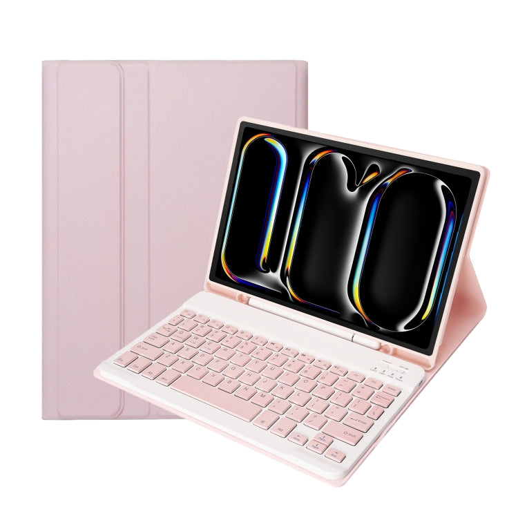 For iPad Pro 11 2024 A13B Lambskin Texture Bluetooth Touch Keyboard Leather Tablet Case with Pen Slot(Pink) - For iPad Pro by PMC TechLife | Online Shopping South Africa | PMC TechLife | Buy Now Pay Later Mobicred