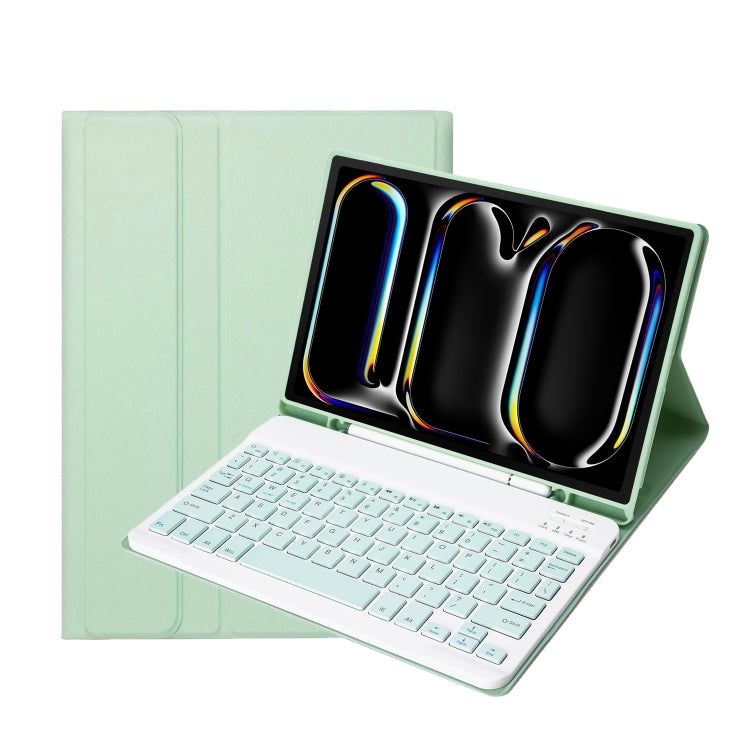 For iPad Pro 11 2024 A13B Lambskin Texture Bluetooth Touch Keyboard Leather Tablet Case with Pen Slot(Light Green) - For iPad Pro by PMC TechLife | Online Shopping South Africa | PMC TechLife | Buy Now Pay Later Mobicred