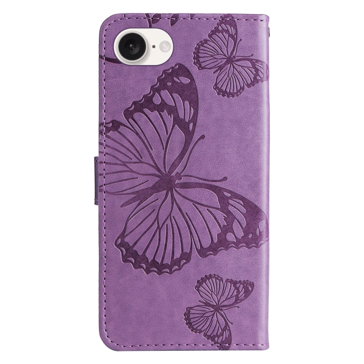 For iPhone SE 2024 3D Butterfly Embossed Pattern Flip Leather Phone Case(Purple) - More iPhone Cases by PMC Jewellery | Online Shopping South Africa | PMC Jewellery | Buy Now Pay Later Mobicred