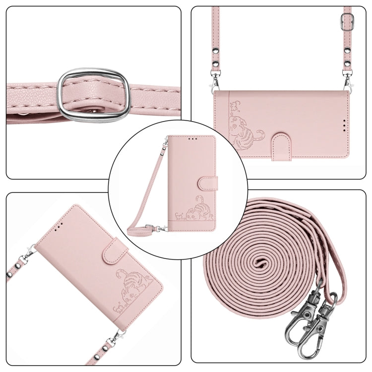 For Google Pixel 9 / 9 Pro Cat Rat Embossed Pattern RFID Leather Phone Case with Lanyard(Pink) - Google Cases by PMC Jewellery | Online Shopping South Africa | PMC Jewellery | Buy Now Pay Later Mobicred