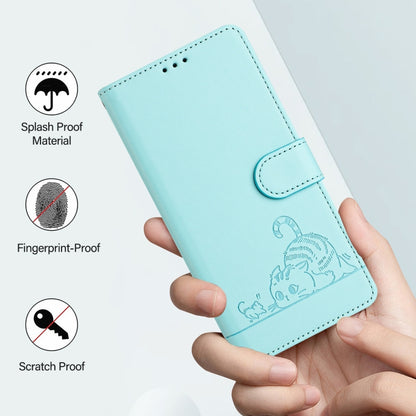 For Google Pixel 9 Pro XL Cat Rat Embossed Pattern RFID Leather Phone Case with Lanyard(Mint Green) - Google Cases by PMC Jewellery | Online Shopping South Africa | PMC Jewellery | Buy Now Pay Later Mobicred