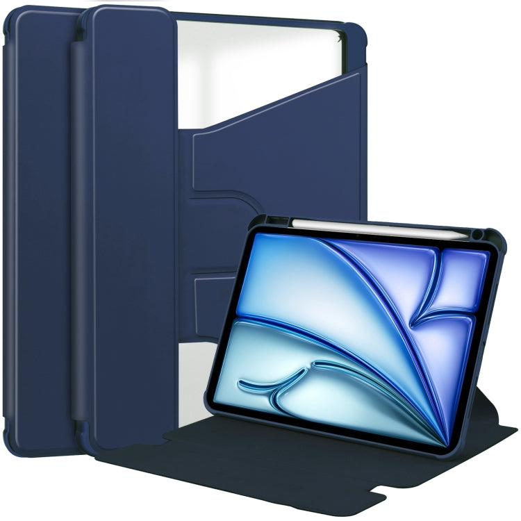 For iPad Air 11 2024 Transparent Rotation Smart Leather Tablet Case(Dark Blue) - iPad Air 11 2024 Cases by PMC TechLife | Online Shopping South Africa | PMC TechLife | Buy Now Pay Later Mobicred