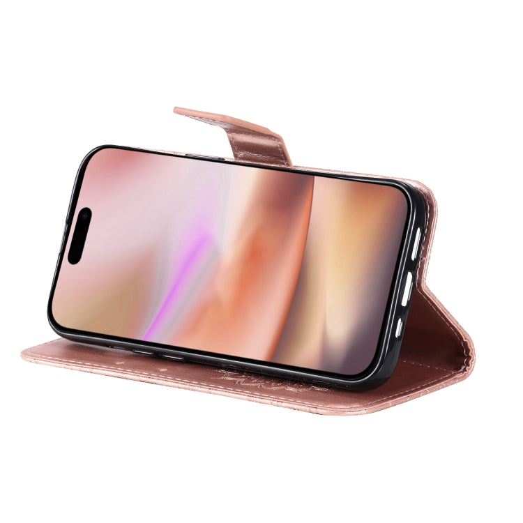 For iPhone 16 Plus Embossed Sunflower Pattern Flip Leather Phone Case(Rose Gold) - iPhone 16 Plus Cases by PMC TechLife | Online Shopping South Africa | PMC TechLife | Buy Now Pay Later Mobicred