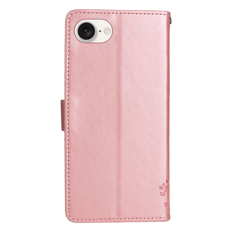 For iPhone SE 2024 Tree & Cat Embossed Pattern Flip Leather Phone Case(Rose Gold) - More iPhone Cases by PMC Jewellery | Online Shopping South Africa | PMC Jewellery | Buy Now Pay Later Mobicred