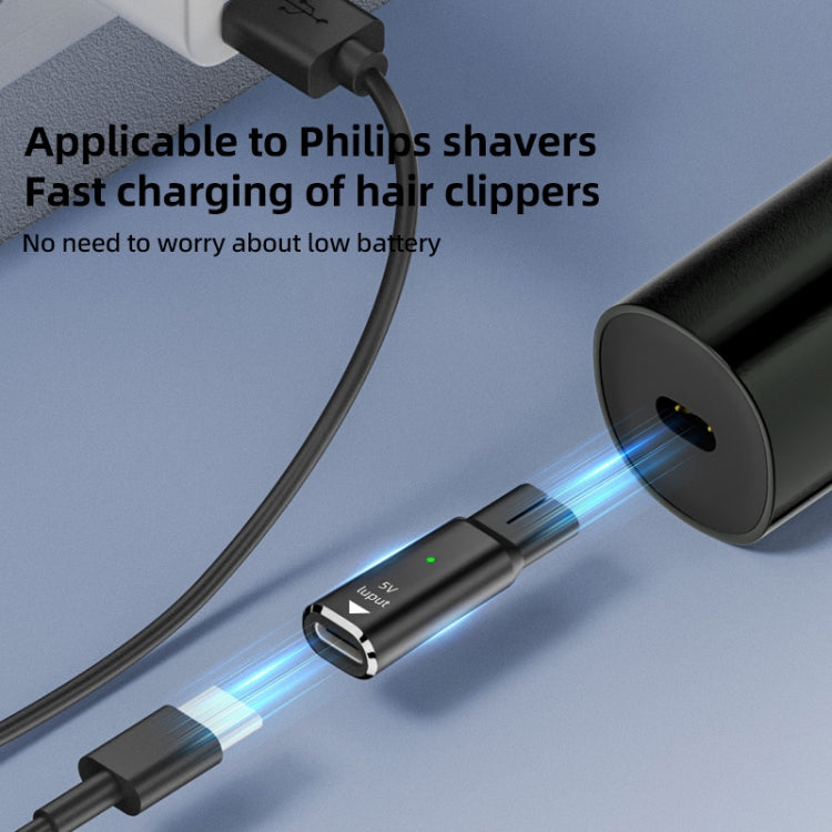 Shaver / Clipper Charging Adapter for Philips, Interface:Type-C to 15V Oval(Black) - Accessories by PMC TechLife | Online Shopping South Africa | PMC TechLife | Buy Now Pay Later Mobicred