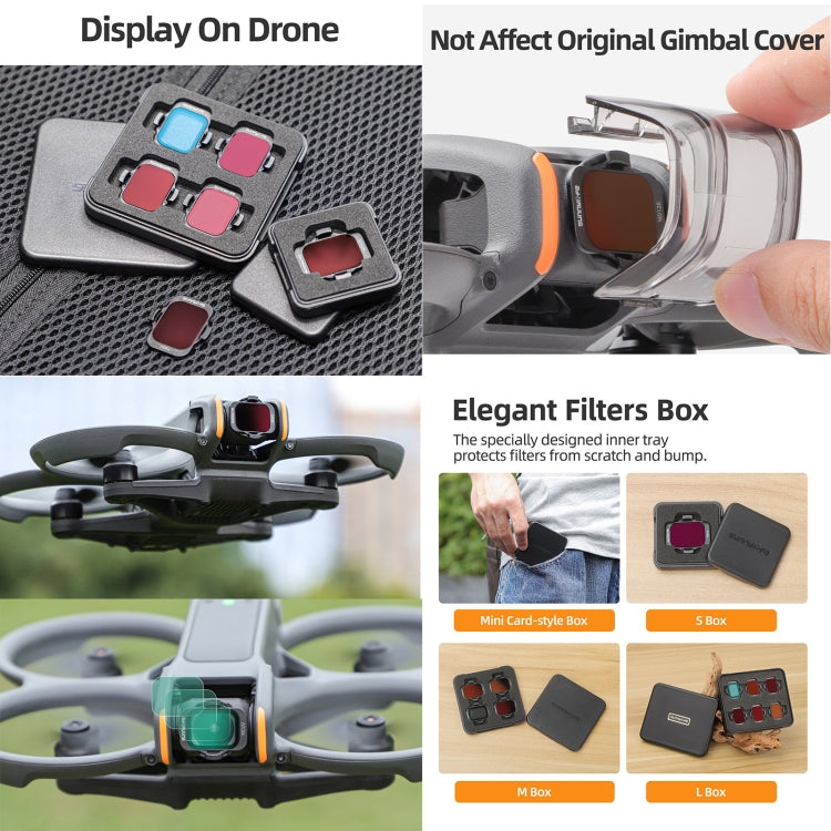 For DJI Avata 2 Sunnylife Camera Lens Filter, Filter:4 in 1 ND8/16/32/64 - free shipping - PMC TechLife - Order now!