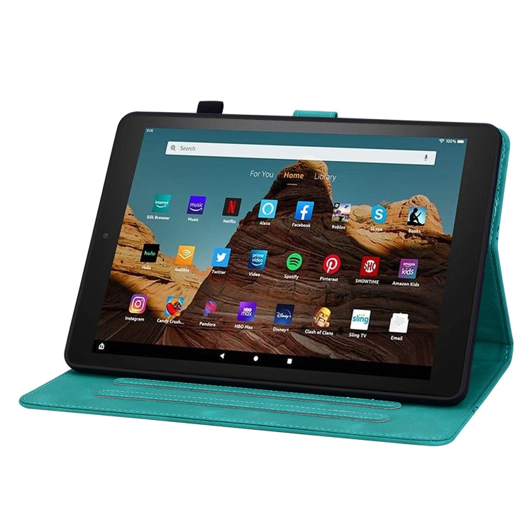 For Amazon Fire HD10 2023 Lily Embossed Leather Tablet Case(Green) - Amazon by PMC TechLife | Online Shopping South Africa | PMC TechLife | Buy Now Pay Later Mobicred
