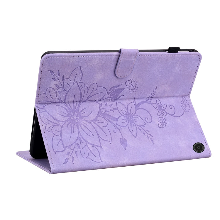 For Amazon Fire Max 11 Lily Embossed Leather Tablet Case(Purple) - Amazon by PMC TechLife | Online Shopping South Africa | PMC TechLife | Buy Now Pay Later Mobicred