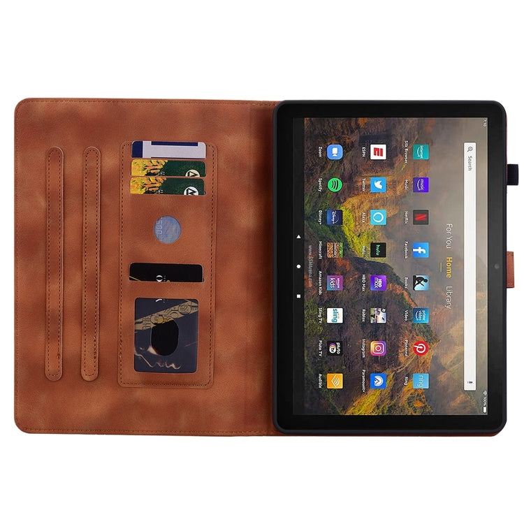 For Amazon Fire HD10 / HD10 Plus 2021 Lily Embossed Leather Smart Tablet Case(Brown) - Amazon by PMC TechLife | Online Shopping South Africa | PMC TechLife | Buy Now Pay Later Mobicred