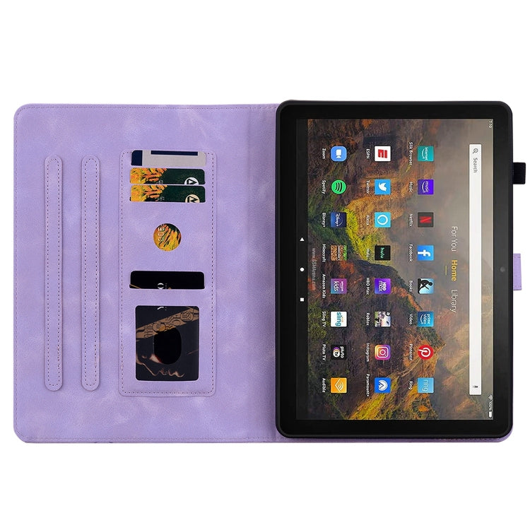 For Amazon Fire HD10 / HD10 Plus 2021 Lily Embossed Leather Smart Tablet Case(Purple) - Amazon by PMC TechLife | Online Shopping South Africa | PMC TechLife | Buy Now Pay Later Mobicred