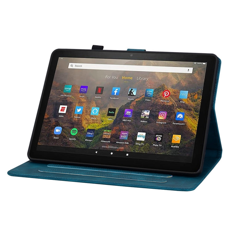For Amazon Fire HD10 / HD10 Plus 2021 Lily Embossed Leather Smart Tablet Case(Dark Blue) - free shipping - PMC TechLife - Order now!