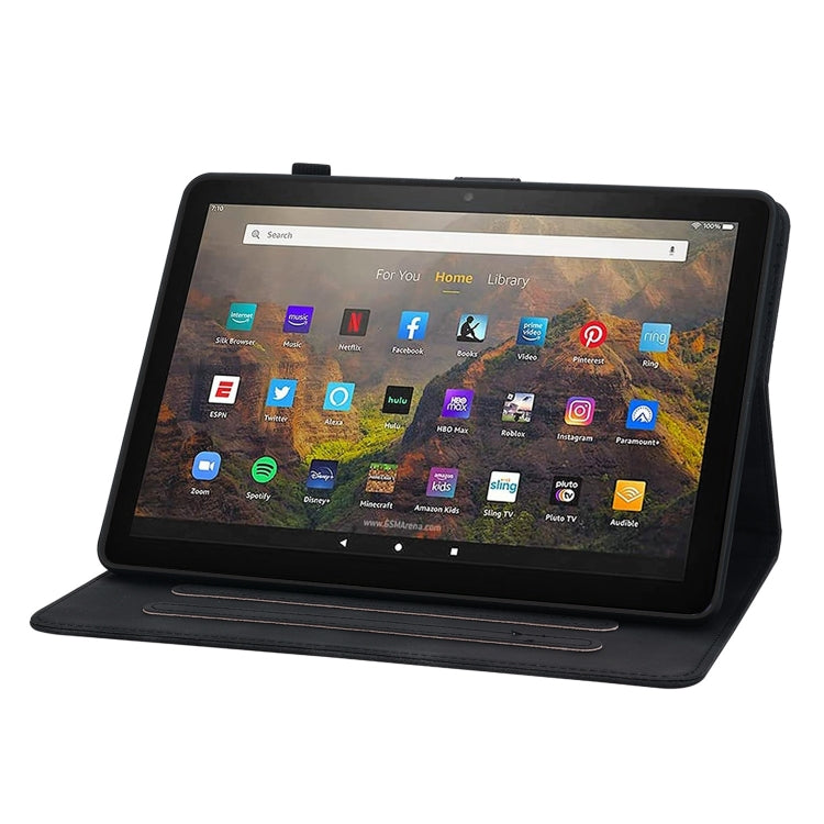 For Amazon Fire HD10 / HD10 Plus 2021 Lily Embossed Leather Smart Tablet Case(Black) - Amazon by PMC TechLife | Online Shopping South Africa | PMC TechLife | Buy Now Pay Later Mobicred