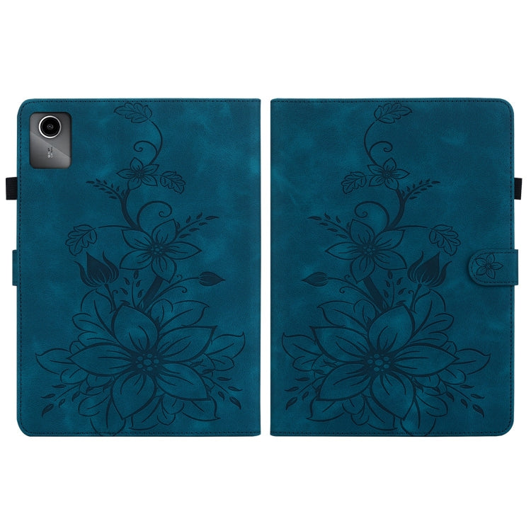 For Lenovo Tab M11/Xiaoxin Pad 11 2024 Lily Embossed Leather Tablet Case(Dark Blue) - Lenovo by PMC Jewellery | Online Shopping South Africa | PMC Jewellery | Buy Now Pay Later Mobicred