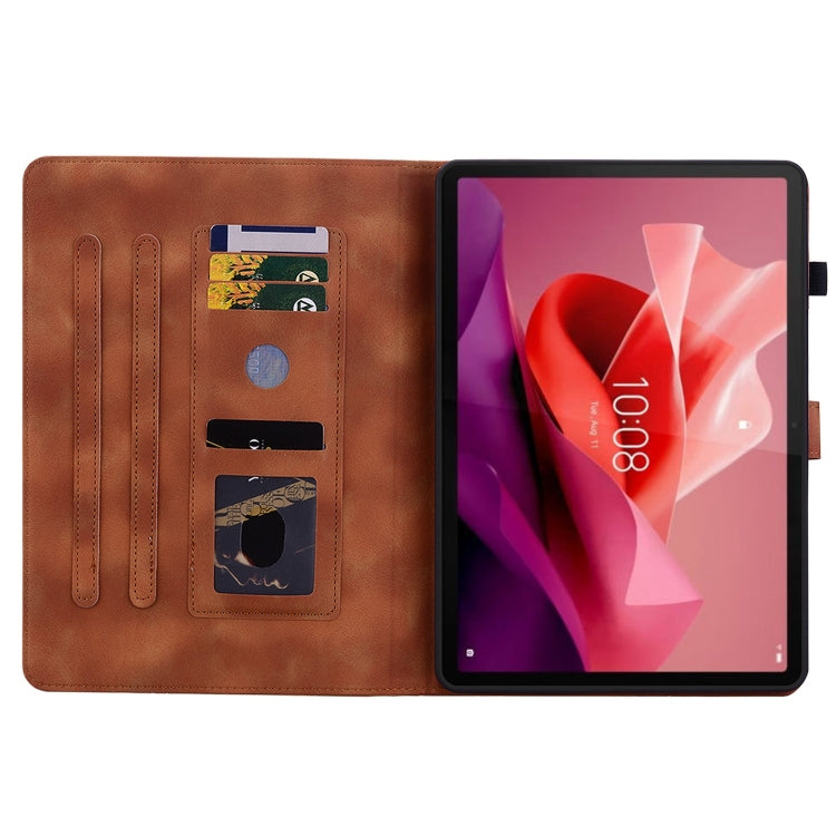 For Lenovo Tab P12 12.7 Lily Embossed Leather Tablet Case(Brown) - Lenovo by PMC TechLife | Online Shopping South Africa | PMC TechLife | Buy Now Pay Later Mobicred
