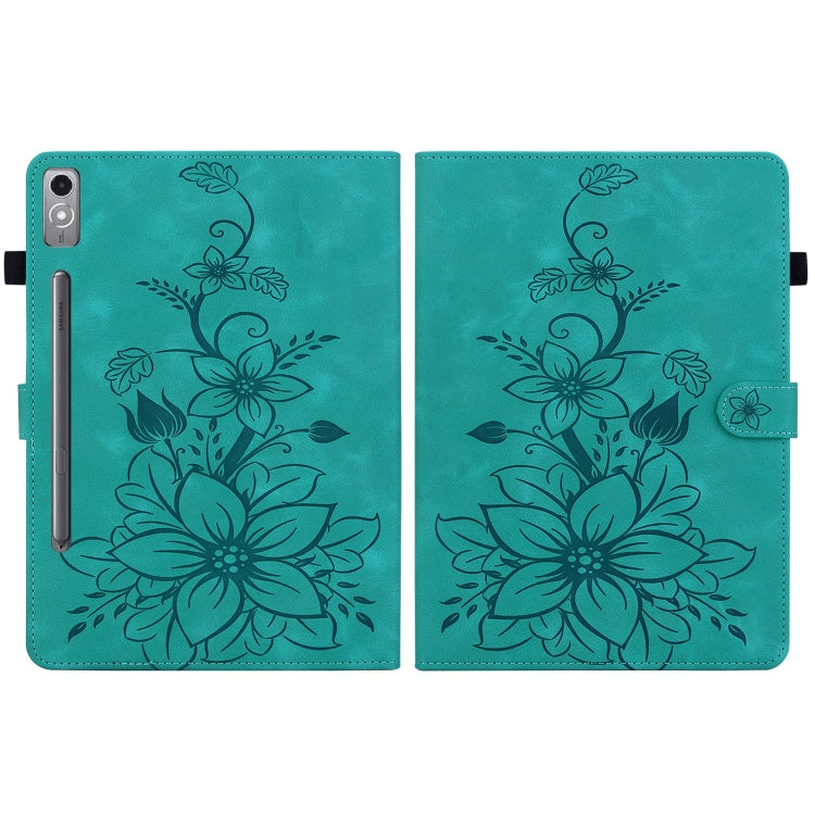 For Lenovo Tab P12 12.7 Lily Embossed Leather Tablet Case(Green) - free shipping - PMC TechLife - Order now!