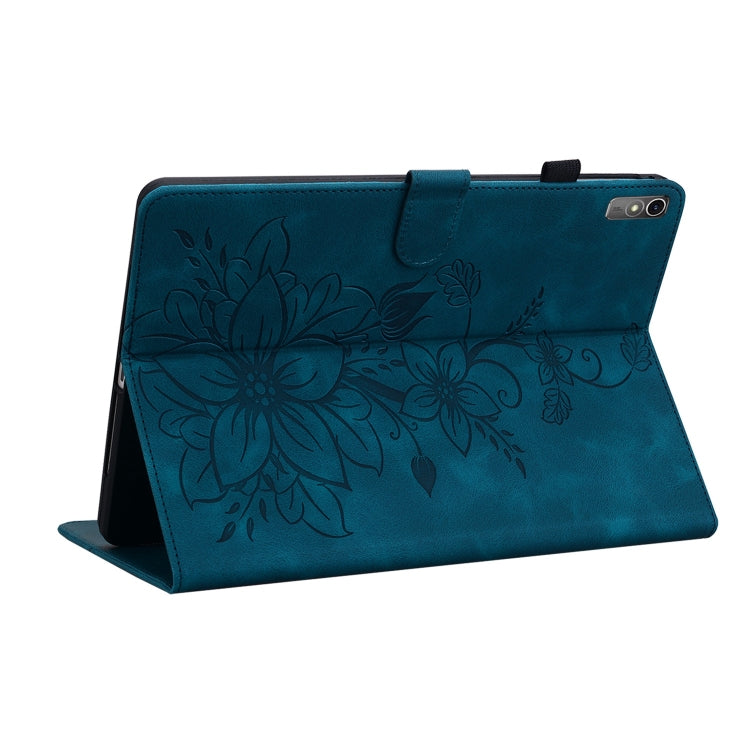 For Lenovo Tab M10 5G 2023 Lily Embossed Leather Tablet Case(Dark Blue) - Lenovo by PMC TechLife | Online Shopping South Africa | PMC TechLife | Buy Now Pay Later Mobicred
