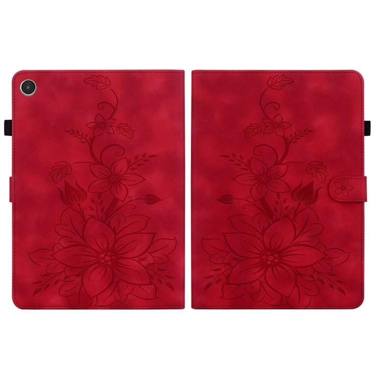 For Lenovo Tab M8 4th Gen TB300FU Lily Embossed Leather Tablet Case(Red) - Lenovo by PMC TechLife | Online Shopping South Africa | PMC TechLife | Buy Now Pay Later Mobicred