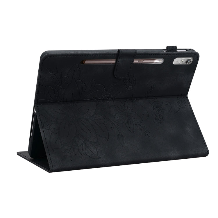 For Lenovo Tab P11 Pro Gen 2 11.2 Lily Embossed Leather Tablet Case(Black) - Lenovo by PMC TechLife | Online Shopping South Africa | PMC TechLife | Buy Now Pay Later Mobicred