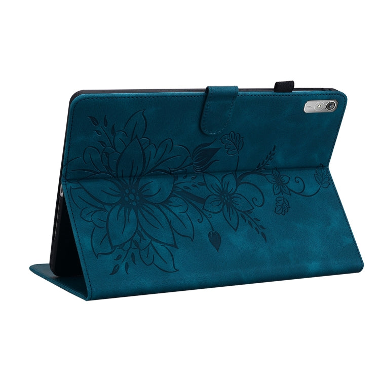 For Lenovo Tab P11 Gen 2 11.5 Lily Embossed Leather Tablet Case(Dark Blue) - Lenovo by PMC TechLife | Online Shopping South Africa | PMC TechLife | Buy Now Pay Later Mobicred