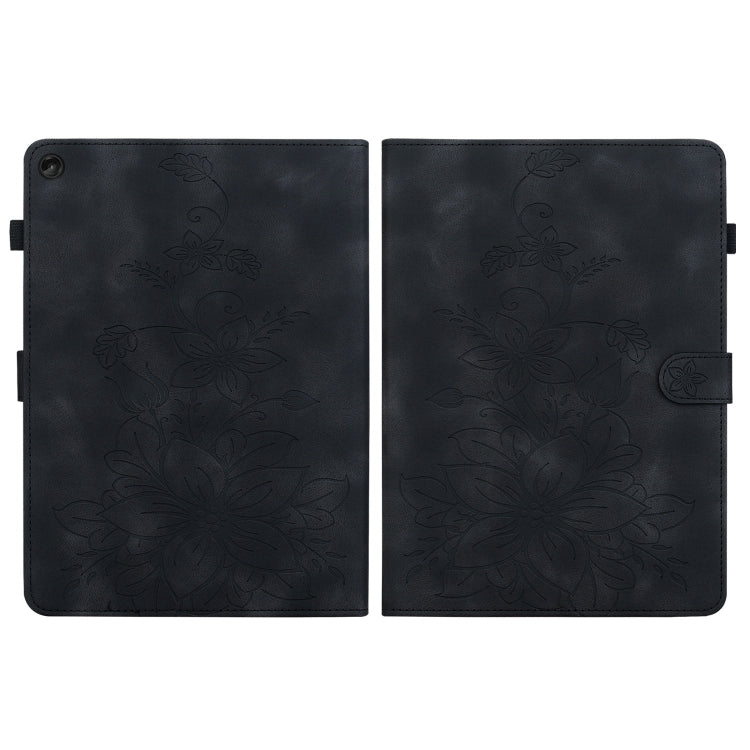 For Lenovo Tab M10 10.1 3rd Gen Lily Embossed Leather Tablet Case(Black) - Lenovo by PMC TechLife | Online Shopping South Africa | PMC TechLife | Buy Now Pay Later Mobicred
