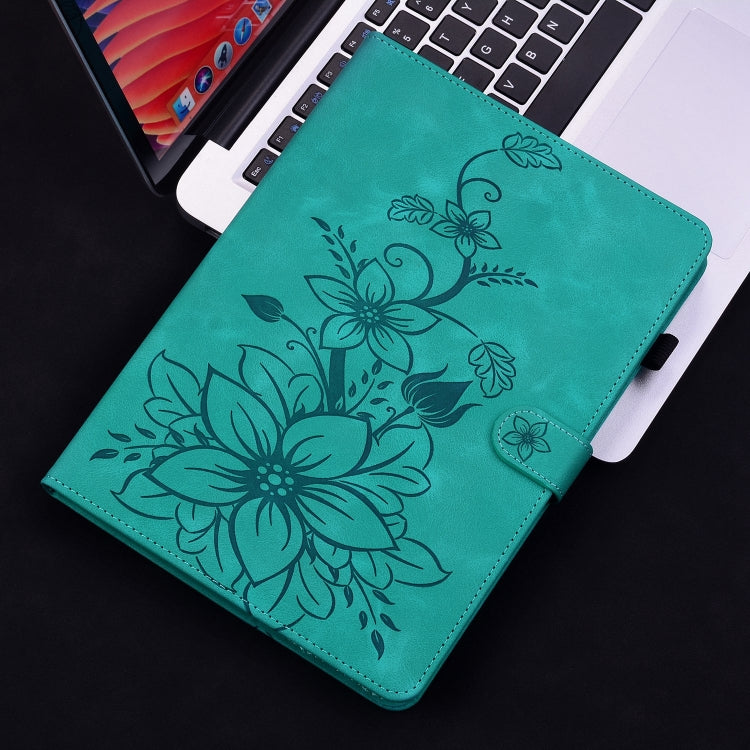 For Lenovo Tab M10 Plus 10.6 3rd Gen Lily Embossed Leather Tablet Case(Green) - Lenovo by PMC TechLife | Online Shopping South Africa | PMC TechLife | Buy Now Pay Later Mobicred
