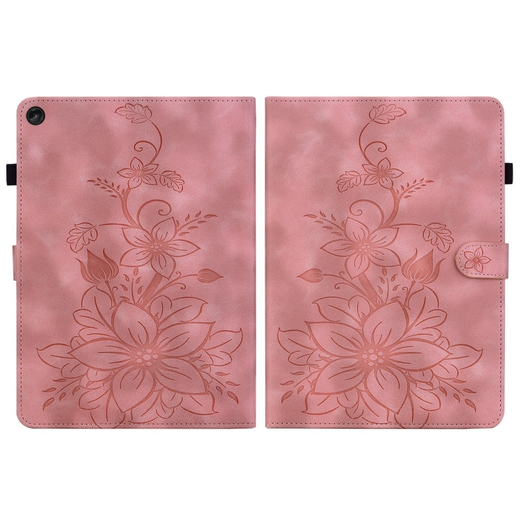 For Lenovo Tab M10 Plus 10.6 3rd Gen Lily Embossed Leather Tablet Case(Pink) - Lenovo by PMC TechLife | Online Shopping South Africa | PMC TechLife | Buy Now Pay Later Mobicred
