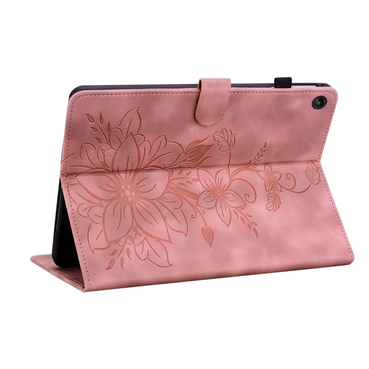 For Lenovo Tab M10 Plus 10.6 3rd Gen Lily Embossed Leather Tablet Case(Pink) - Lenovo by PMC TechLife | Online Shopping South Africa | PMC TechLife | Buy Now Pay Later Mobicred