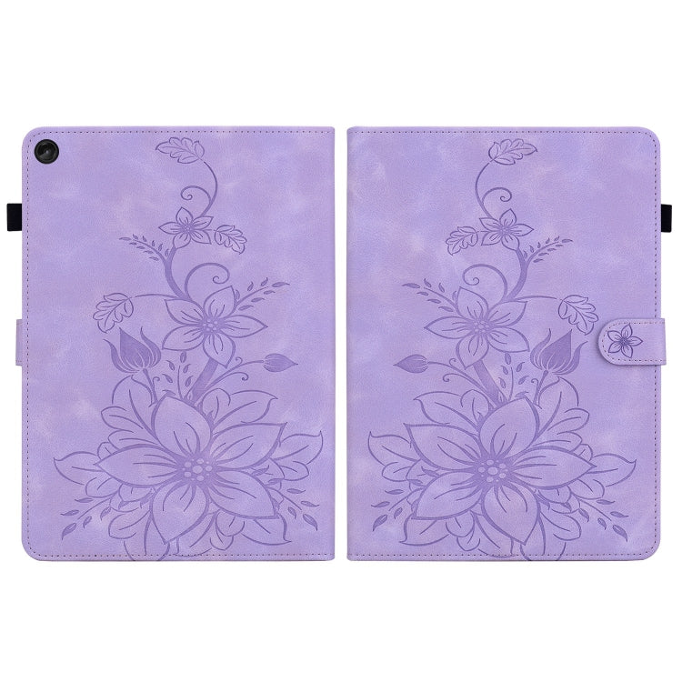 For Lenovo Tab M10 Plus 10.6 3rd Gen Lily Embossed Leather Tablet Case(Purple) - Lenovo by PMC TechLife | Online Shopping South Africa | PMC TechLife | Buy Now Pay Later Mobicred