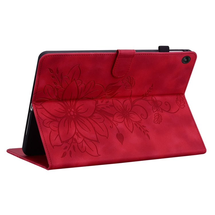 For Lenovo Tab M10 Plus 10.6 3rd Gen Lily Embossed Leather Tablet Case(Red) - Lenovo by PMC TechLife | Online Shopping South Africa | PMC TechLife | Buy Now Pay Later Mobicred